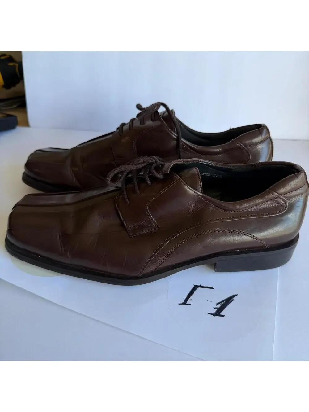 Giorgio Brutini Men's Brown Leather Square‎ Toe Lace-Up Dress Shoes Size 9M